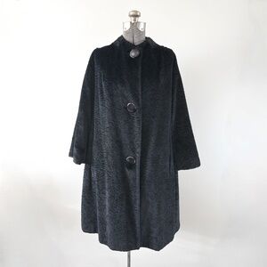 1950s Crushed Velvet Faux Fur Ambro Woven Pile Fabric by Blumenthal Mills Coat